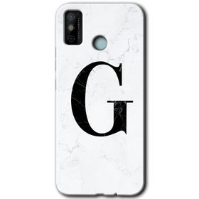 Tecno Spark 6 Go Beyaz Mermer Desenli G Harfi Baskılı Uyumlu Silikon Kılıf