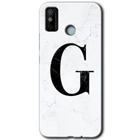 Tecno Spark 6 Go Beyaz Mermer Desenli G Harfi Baskılı Uyumlu Silikon Kılıf