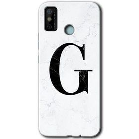 Tecno Spark 6 Go Beyaz Mermer Desenli G Harfi Baskılı Uyumlu Silikon Kılıf