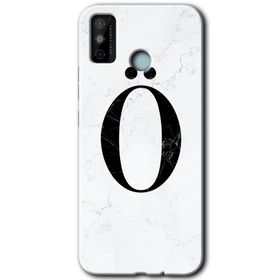 Tecno Spark 6 Go Beyaz Mermer Desenli O Harfi Baskılı Uyumlu Silikon Kılıf