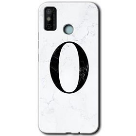 Tecno Spark 6 Go Beyaz Mermer Desenli O Harfi Baskılı Uyumlu Silikon Kılıf