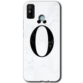 Tecno Spark 6 Go Beyaz Mermer Desenli O Harfi Baskılı Uyumlu Silikon Kılıf