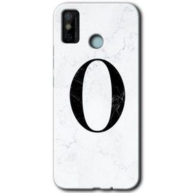 Tecno Spark 6 Go Beyaz Mermer Desenli O Harfi Baskılı Uyumlu Silikon Kılıf
