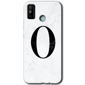 Tecno Spark 6 Go Beyaz Mermer Desenli O Harfi Baskılı Uyumlu Silikon Kılıf