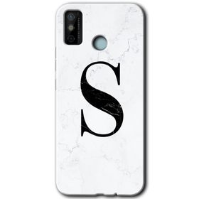 Tecno Spark 6 Go Beyaz Mermer Desenli Ş Harfi Baskılı Uyumlu Silikon Kılıf