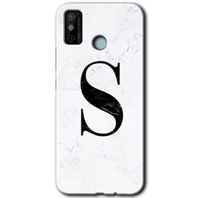 Tecno Spark 6 Go Beyaz Mermer Desenli Ş Harfi Baskılı Uyumlu Silikon Kılıf