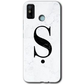 Tecno Spark 6 Go Beyaz Mermer Desenli Ş Harfi Baskılı Uyumlu Silikon Kılıf