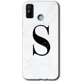 Tecno Spark 6 Go Beyaz Mermer Desenli Ş Harfi Baskılı Uyumlu Silikon Kılıf