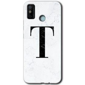 Tecno Spark 6 Go Beyaz Mermer Desenli T Harfi Baskılı Uyumlu Silikon Kılıf