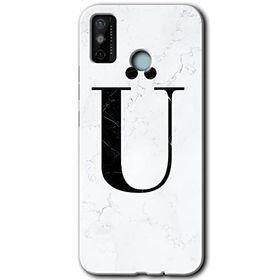 Tecno Spark 6 Go Beyaz Mermer Desenli Ü Harfi Baskılı Uyumlu Silikon Kılıf