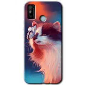 Tecno Spark 6 Go Cat Butterfly Baskılı Uyumlu Silikon Kılıf