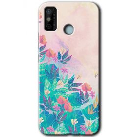 Tecno Spark 6 Go Çizim Yapraklar Baskılı Uyumlu Silikon Kılıf