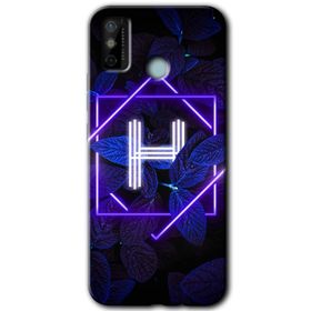 Tecno Spark 6 Go Dark Neon Yaprak H Harfi Baskılı Uyumlu Silikon Kılıf