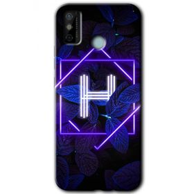 Tecno Spark 6 Go Dark Neon Yaprak H Harfi Baskılı Uyumlu Silikon Kılıf