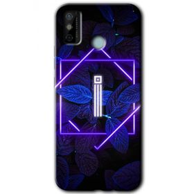 Tecno Spark 6 Go Dark Neon Yaprak İ Harfi Baskılı Uyumlu Silikon Kılıf