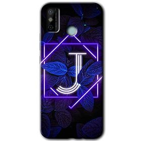 Tecno Spark 6 Go Dark Neon Yaprak J Harfi Baskılı Uyumlu Silikon Kılıf