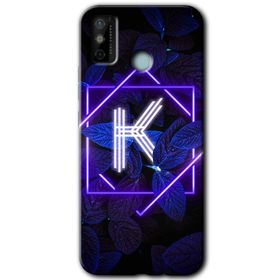 Tecno Spark 6 Go Dark Neon Yaprak K Harfi Baskılı Uyumlu Silikon Kılıf