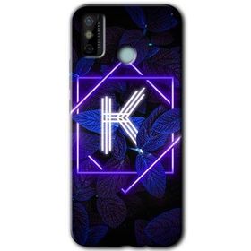Tecno Spark 6 Go Dark Neon Yaprak K Harfi Baskılı Uyumlu Silikon Kılıf