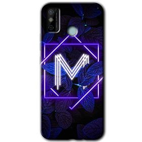Tecno Spark 6 Go Dark Neon Yaprak M Harfi Baskılı Uyumlu Silikon Kılıf
