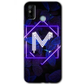 Tecno Spark 6 Go Dark Neon Yaprak M Harfi Baskılı Uyumlu Silikon Kılıf