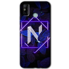Tecno Spark 6 Go Dark Neon Yaprak N Harfi Baskılı Uyumlu Silikon Kılıf