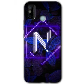 Tecno Spark 6 Go Dark Neon Yaprak N Harfi Baskılı Uyumlu Silikon Kılıf