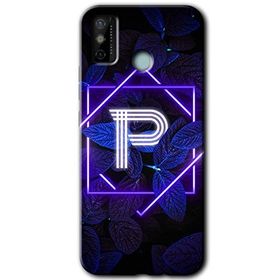 Tecno Spark 6 Go Dark Neon Yaprak P Harfi Baskılı Uyumlu Silikon Kılıf