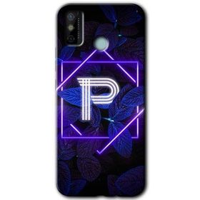 Tecno Spark 6 Go Dark Neon Yaprak P Harfi Baskılı Uyumlu Silikon Kılıf