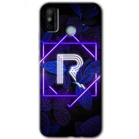 Tecno Spark 6 Go Dark Neon Yaprak R Harfi Baskılı Uyumlu Silikon Kılıf