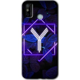Tecno Spark 6 Go Dark Neon Yaprak Y Harfi Baskılı Uyumlu Silikon Kılıf