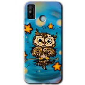 Tecno Spark 6 Go Owl Bird Stars Baskılı Uyumlu Silikon Kılıf