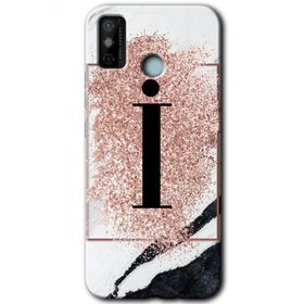 Tecno Spark 6 Go Pembe Mermer Desenli İ Harfi Baskılı Uyumlu Silikon Kılıf