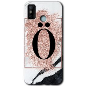 Tecno Spark 6 Go Pembe Mermer Desenli O Harfi Baskılı Uyumlu Silikon Kılıf