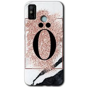 Tecno Spark 6 Go Pembe Mermer Desenli O Harfi Baskılı Uyumlu Silikon Kılıf