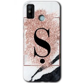Tecno Spark 6 Go Pembe Mermer Desenli S Harfi Baskılı Uyumlu Silikon Kılıf