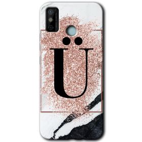 Tecno Spark 6 Go Pembe Mermer Desenli U Harfi Baskılı Uyumlu Silikon Kılıf