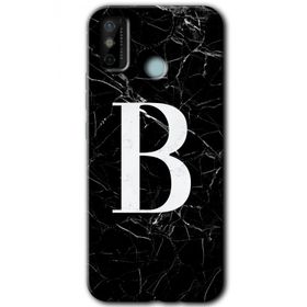 Tecno Spark 6 Go Siyah Mermer Desenli B Harfi Baskılı Uyumlu Silikon Kılıf