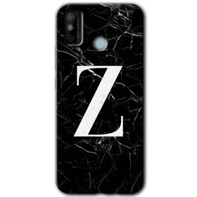 Tecno Spark 6 Go Siyah Mermer Desenli Z Harfi Baskılı Uyumlu Silikon Kılıf