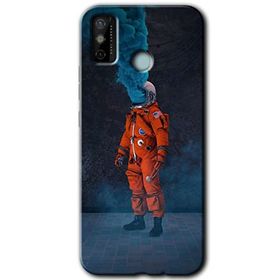 Tecno Spark 6 Go Smoke Astronot Baskılı Uyumlu Silikon Kılıf