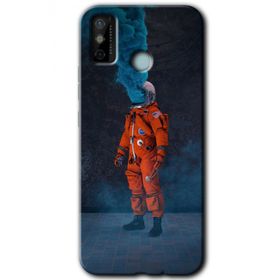 Tecno Spark 6 Go Smoke Astronot Baskılı Uyumlu Silikon Kılıf