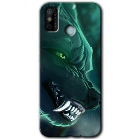 Tecno Spark 6 Go Yeşil Kurt Baskılı Uyumlu Silikon Kılıf