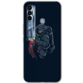 Tecno Spark 7 Pro Astronot Kıyafeti Baskılı Uyumlu Silikon Kılıf