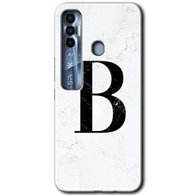 Tecno Spark 7 Pro Beyaz Mermer Desenli B Harfi Baskılı Uyumlu Silikon Kılıf