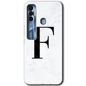 Tecno Spark 7 Pro Beyaz Mermer Desenli F Harfi Baskılı Uyumlu Silikon Kılıf