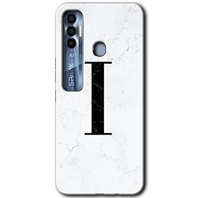 Tecno Spark 7 Pro Beyaz Mermer Desenli I Harfi Baskılı Uyumlu Silikon Kılıf
