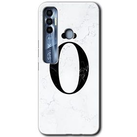 Tecno Spark 7 Pro Beyaz Mermer Desenli O Harfi Baskılı Uyumlu Silikon Kılıf