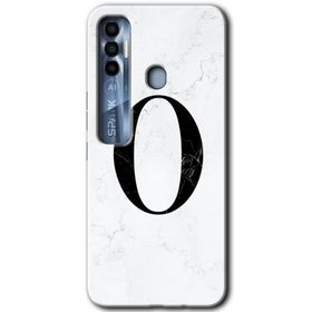 Tecno Spark 7 Pro Beyaz Mermer Desenli O Harfi Baskılı Uyumlu Silikon Kılıf