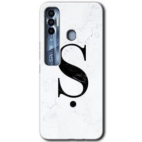 Tecno Spark 7 Pro Beyaz Mermer Desenli S Harfi Baskılı Uyumlu Silikon Kılıf