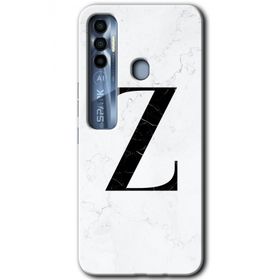 Tecno Spark 7 Pro Beyaz Mermer Desenli Z Harfi Baskılı Uyumlu Silikon Kılıf