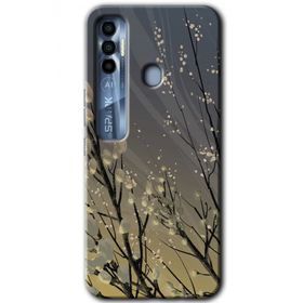 Tecno Spark 7 Pro Branches Flowers Baskılı Uyumlu Silikon Kılıf
